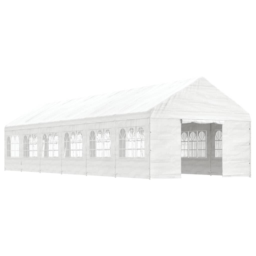 vidaXL Huvimaja katolla valkoinen 13,38x4,08x3,22 m polyeteeni hinta ja tiedot | Puutarhapaviljongit | hobbyhall.fi