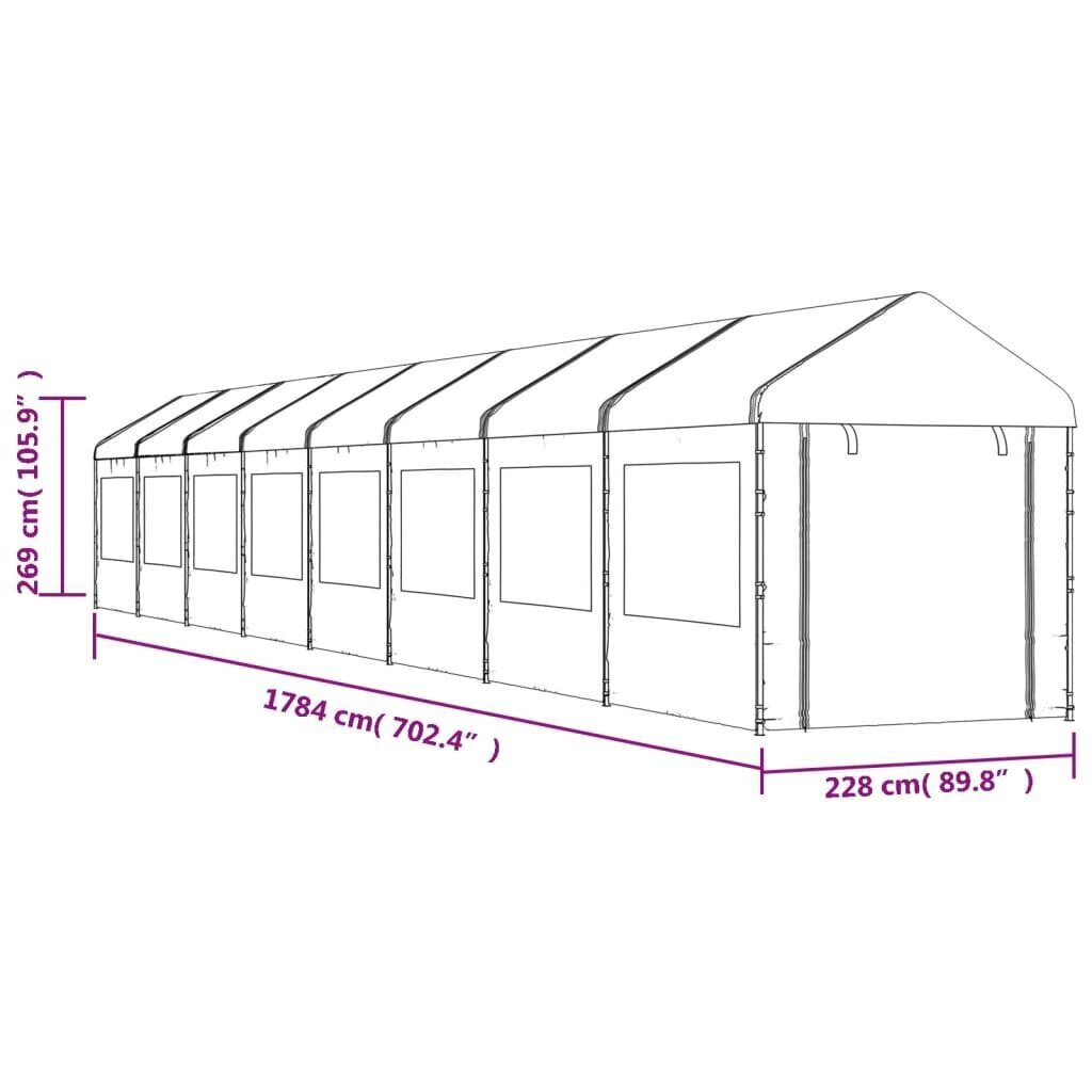 vidaXL Huvimaja katolla valkoinen 17,84x2,28x2,69 m polyeteeni hinta ja tiedot | Puutarhapaviljongit | hobbyhall.fi