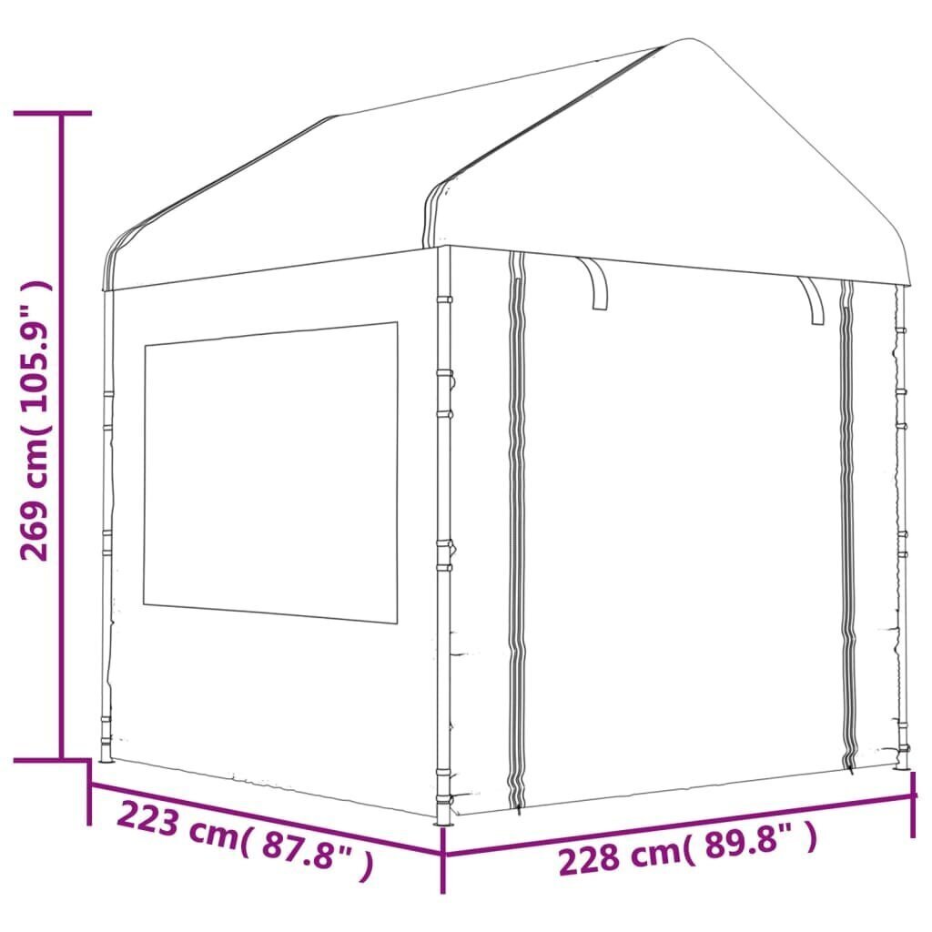 vidaXL Huvimaja katolla valkoinen 4,46x2,28x2,69 m polyeteeni hinta ja tiedot | Puutarhapaviljongit | hobbyhall.fi