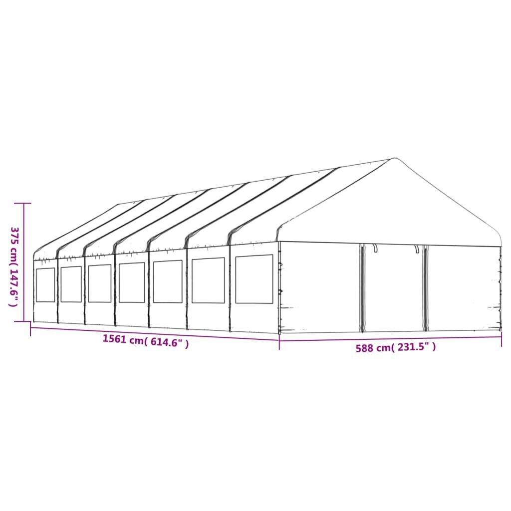 vidaXL Huvimaja katolla valkoinen 15,61x5,88x3,75 m polyeteeni hinta ja tiedot | Puutarhapaviljongit | hobbyhall.fi