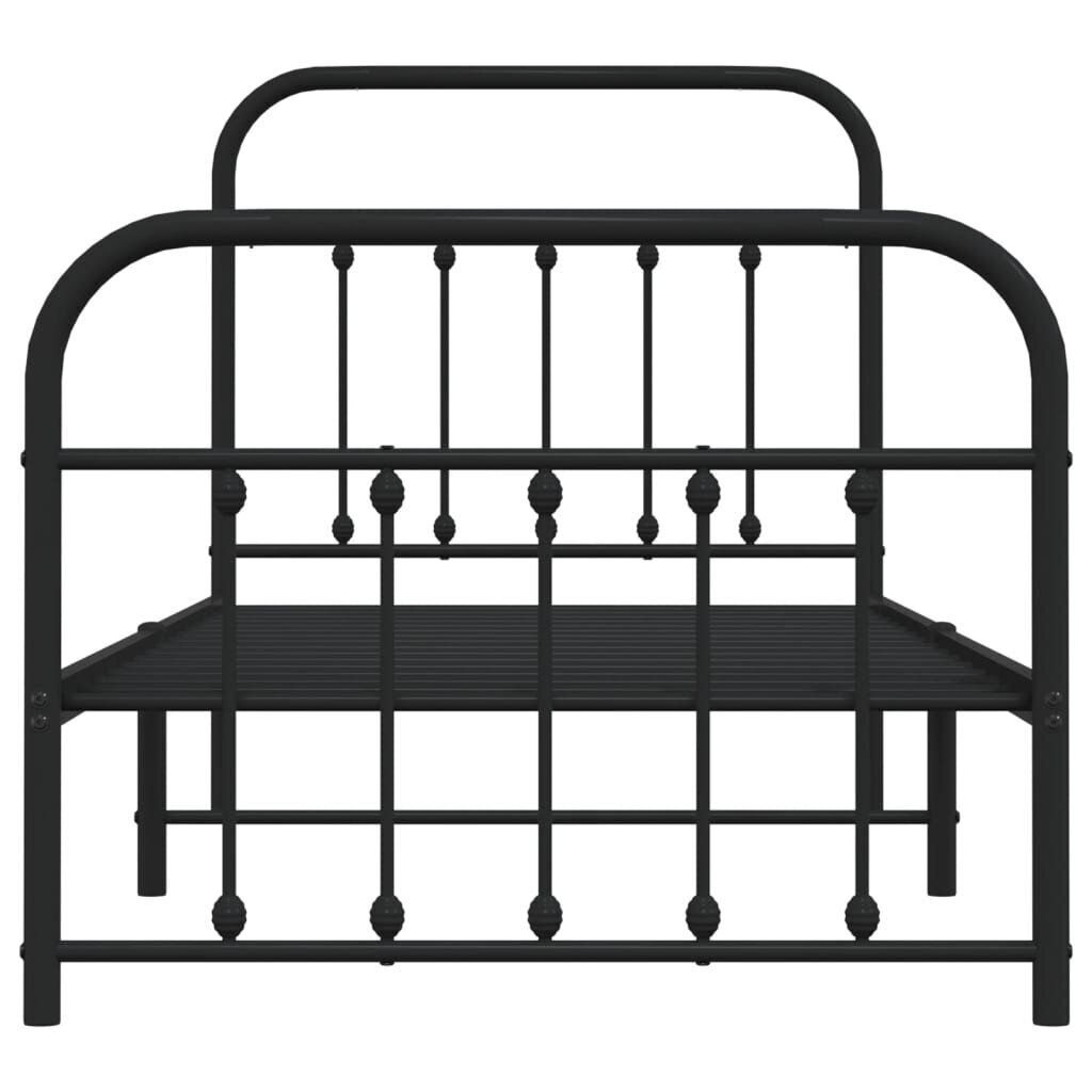 vidaXL Metallinen sängynrunko päädyillä musta 90x190 cm hinta ja tiedot | Sängyt | hobbyhall.fi