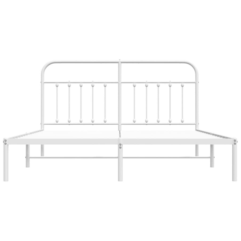 vidaXL Metallinen sängynrunko päädyllä valkoinen 160x200 cm hinta ja tiedot | Sängyt | hobbyhall.fi