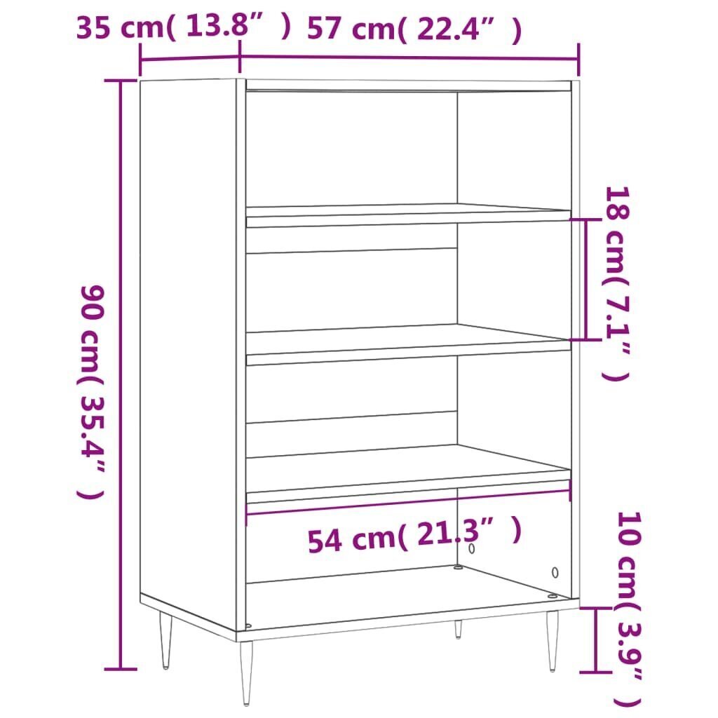 vidaXL Kaappi valkoinen 57x35x90 cm tekninen puu hinta ja tiedot | Lipastot | hobbyhall.fi