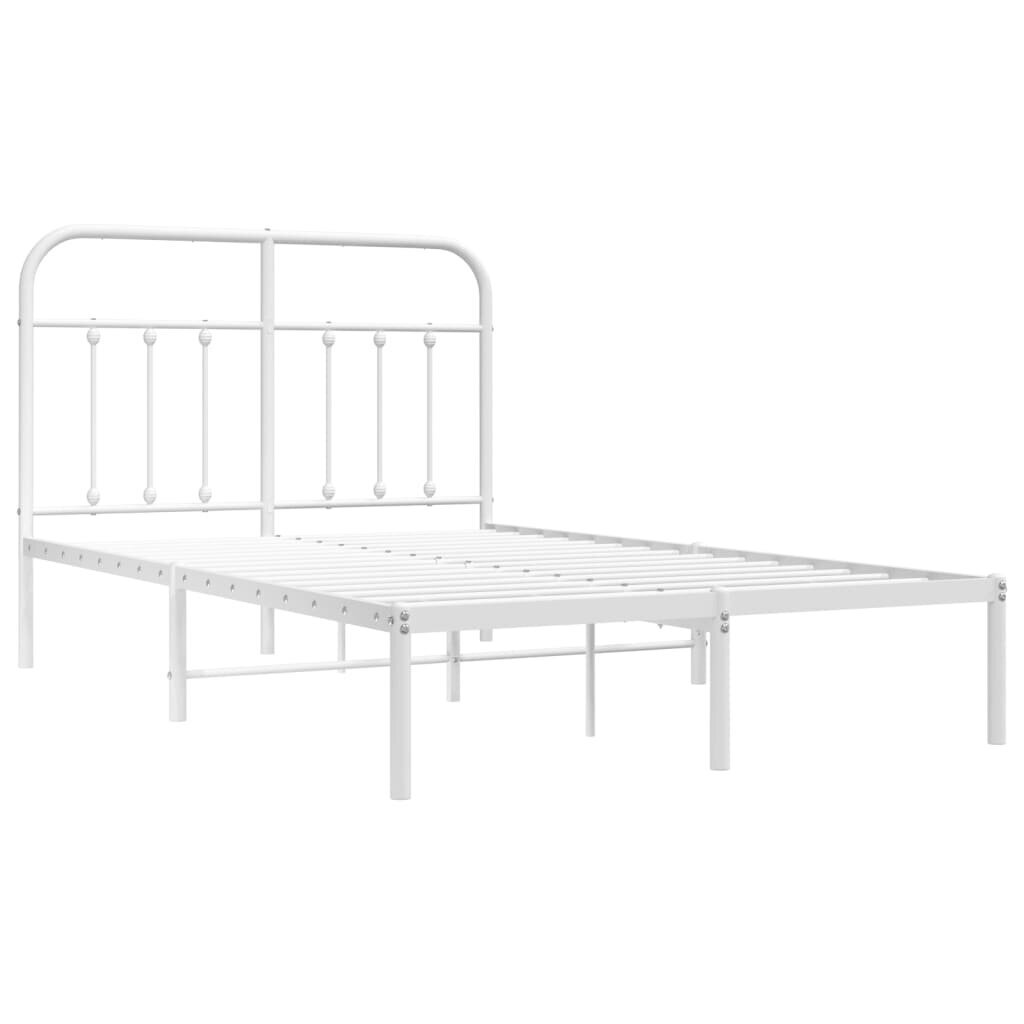 vidaXL Metallinen sängynrunko päädyllä valkoinen 120x190 cm hinta ja tiedot | Sängyt | hobbyhall.fi