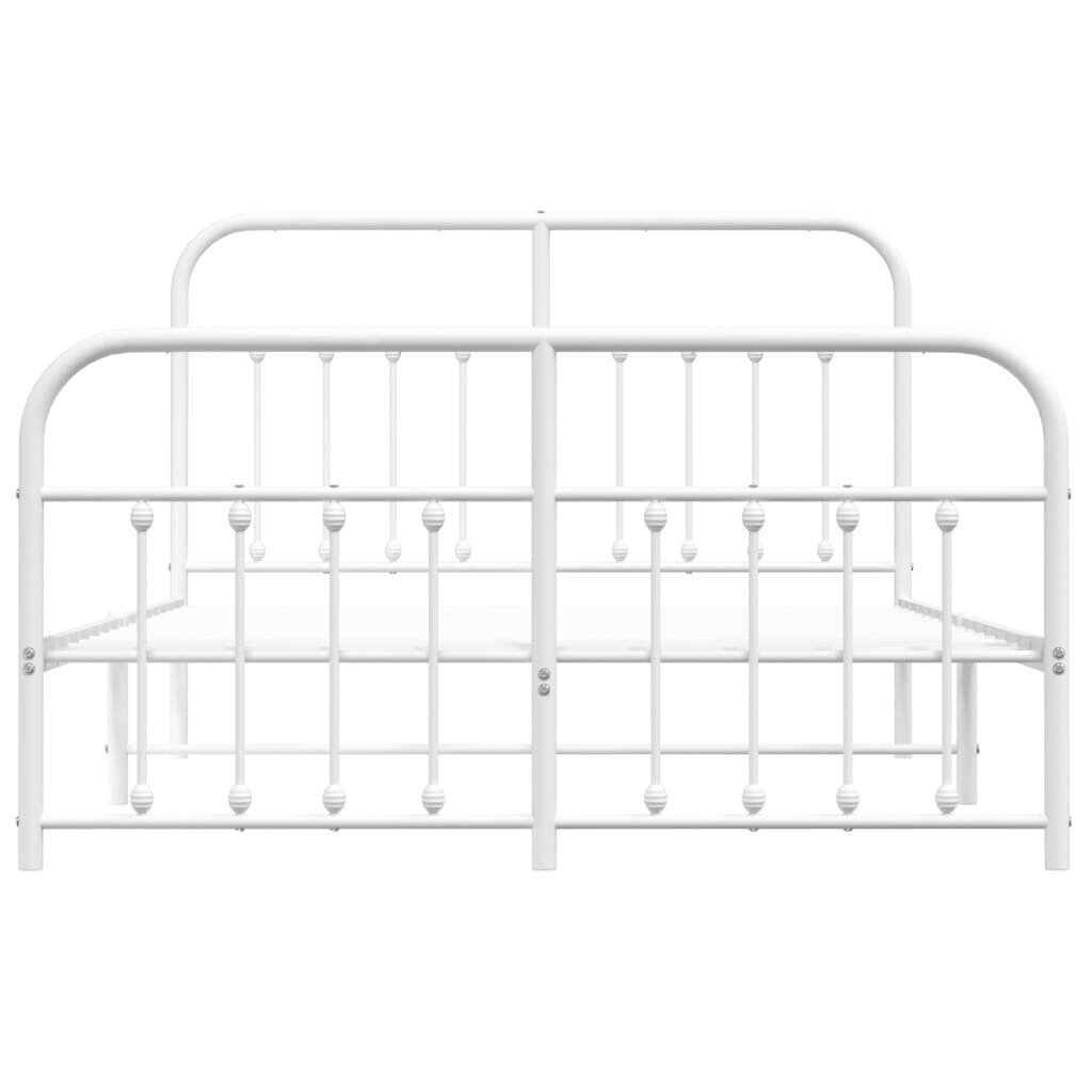 vidaXL Metallinen sängynrunko päädyillä valkoinen 140x190 cm hinta ja tiedot | Sängyt | hobbyhall.fi