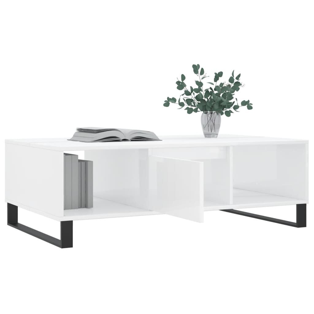 vidaXL Sohvapöytä korkeakiilto valkoinen 104x60x35 cm tekninen puu hinta ja tiedot | Sohvapöydät | hobbyhall.fi