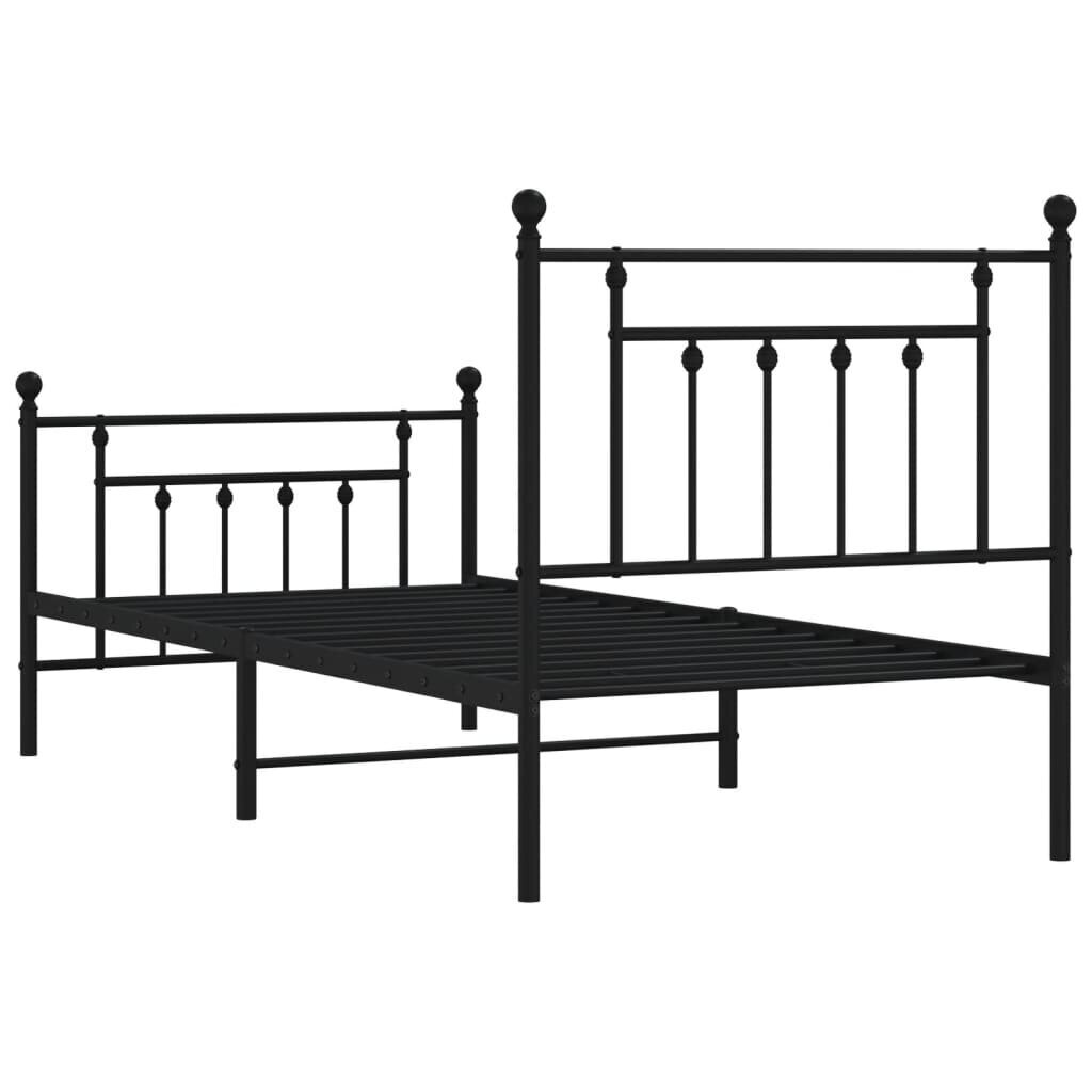 vidaXL Metallinen sängynrunko päädyillä musta 90x190 cm hinta ja tiedot | Sängyt | hobbyhall.fi