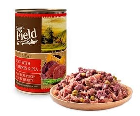 Sam's Field naudanlihaa kurpitsalla, herneillä ja naudan sydamen paloilla superpremium täysravinto koirille 400g hinta ja tiedot | Sam´s Field Lemmikit | hobbyhall.fi