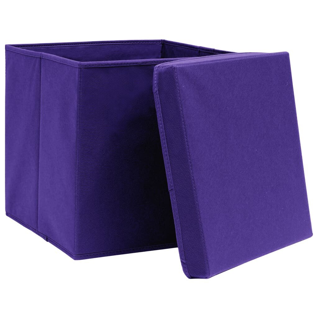 vidaXL Säilytyslaatikot kansilla 10 kpl purppura 32x32x32 cm kangas hinta ja tiedot | Säilytyslaatikot ja -korit | hobbyhall.fi