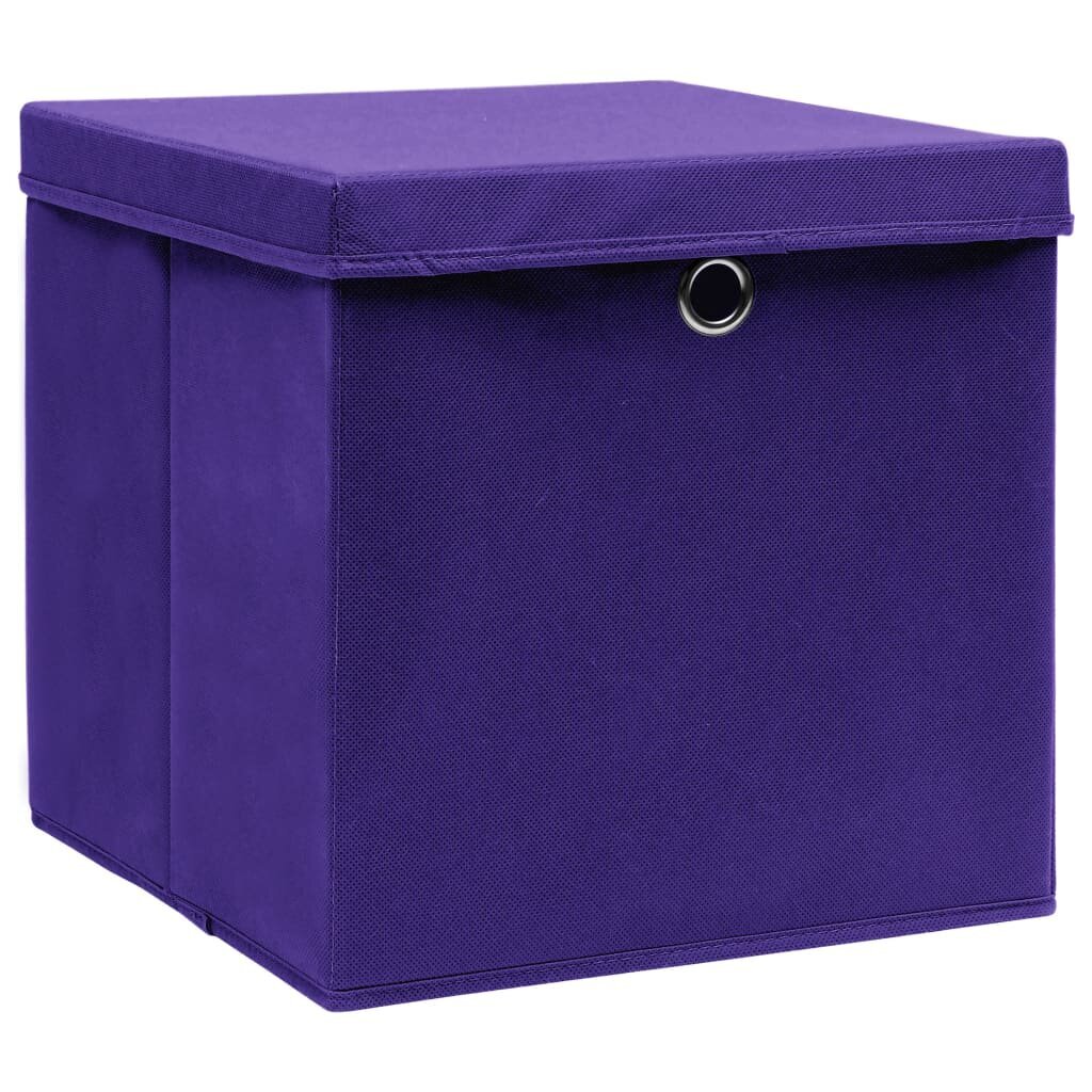 vidaXL Säilytyslaatikot kansilla 10 kpl purppura 32x32x32 cm kangas hinta ja tiedot | Säilytyslaatikot ja -korit | hobbyhall.fi