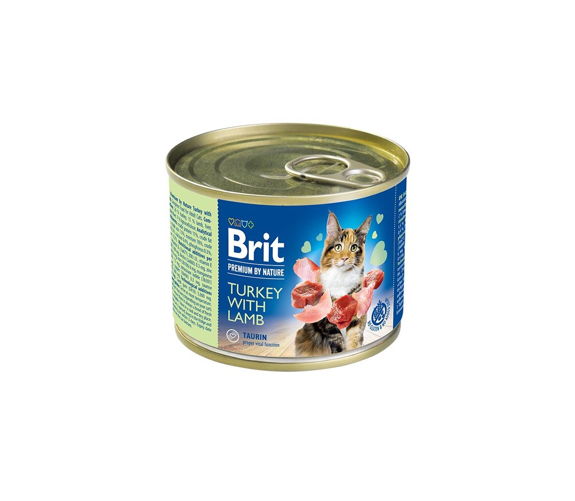 Brit Premium by Nature Turkey with Lamb kissan säilykkeet 200g hinta ja tiedot | Kissanruoka | hobbyhall.fi