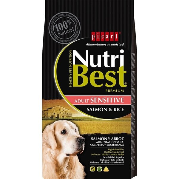 Nutribest Adult Sensitive Lohi & Rice koiranruoka 15kg