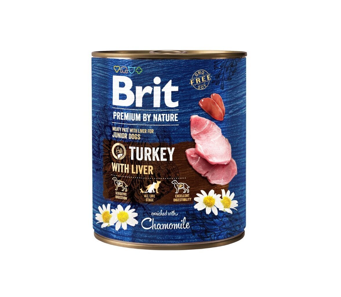 "Brit Premium By Nature" kalkkuna- ja maksasäilykkeet 400g laatikko hinta ja tiedot | Koiran kuivaruoka | hobbyhall.fi