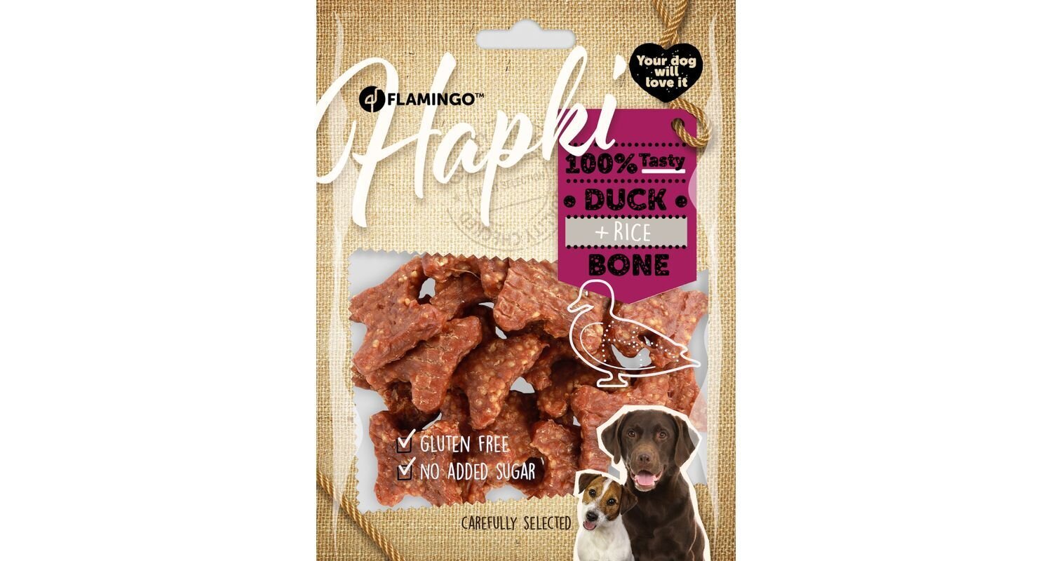 Flamingo Hapki Duck + Rice Bone puruherkku koirille 170g hinta ja tiedot | Koiran herkut | hobbyhall.fi
