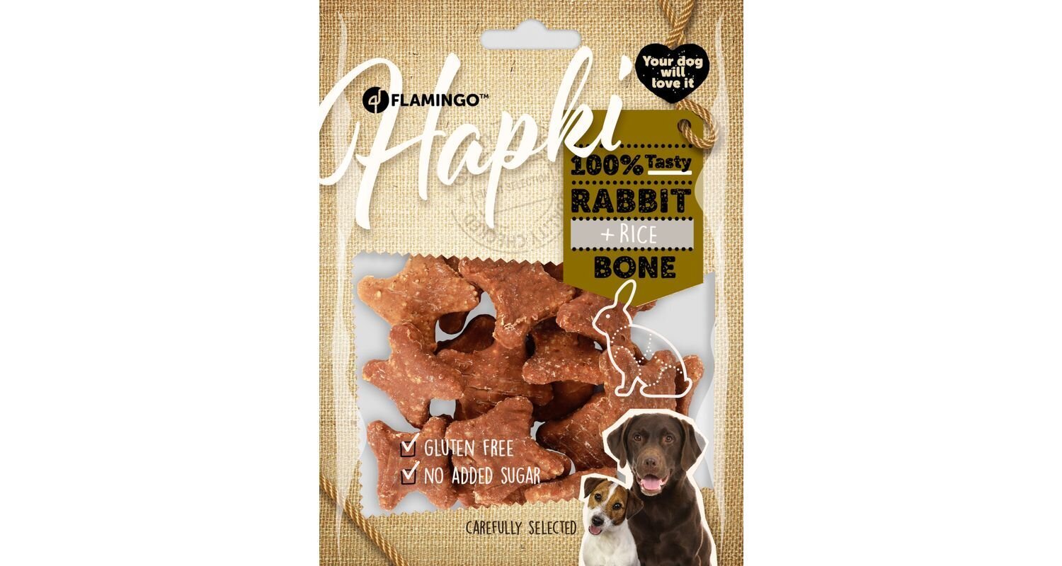 Flamingo Hapki Rabbit + Rice Bone puruherkku koirille 170g hinta ja tiedot | Koiran herkut | hobbyhall.fi