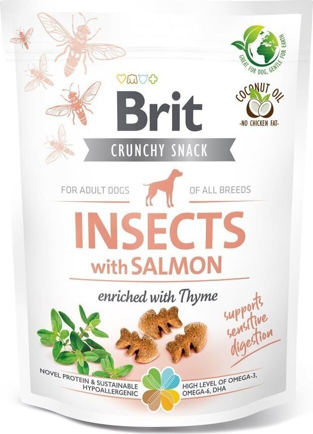 Brit Care Dog Crunchy Cracker Hyönteisiä ja lohta 200g hinta ja tiedot | Koiran herkut | hobbyhall.fi