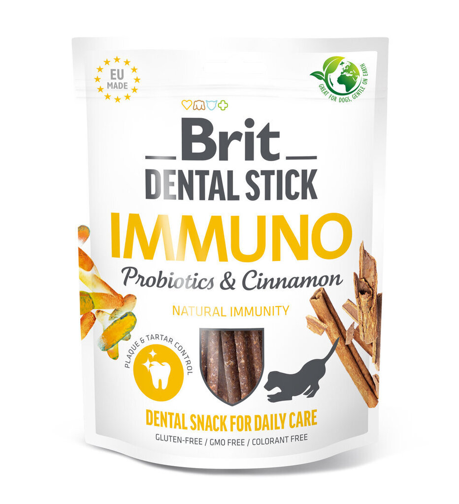 Brit Dental Stick Immuno Probiootit ja kaneli 251g hinta ja tiedot | Koiran herkut | hobbyhall.fi
