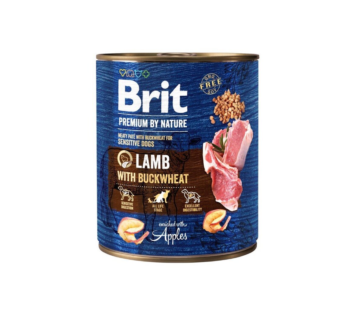 "Brit Premium By Nature" lammas- ja tattarisäilykkeet 400g hinta ja tiedot | Koiran märkäruoka | hobbyhall.fi