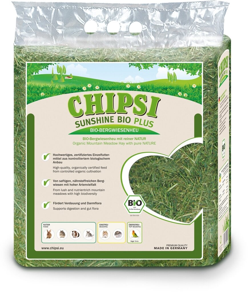Chipsi Sunshine Bio Nature heinä 0.6kg hinta ja tiedot | Pieneläinten heinät ja kuivikkeet | hobbyhall.fi