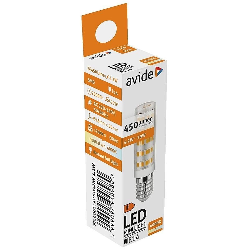 LED-lamppu Avide 4,2W JD E14 4000K hinta ja tiedot | Lamput | hobbyhall.fi