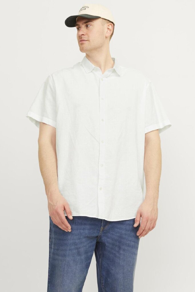 Pellava paita Jack & Jones 12253721WHITE-XXL hinta ja tiedot | Miesten kauluspaidat | hobbyhall.fi