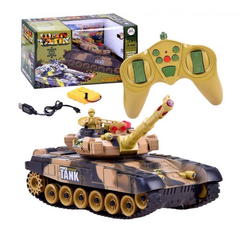 Radio-ohjattu tankki RC War Tank - ruskea hinta ja tiedot | Poikien lelut | hobbyhall.fi