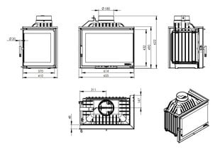 Valurauta tulisija Etna Nordflam 13kW/662x660x335mm 180mm hinta ja tiedot | Takat | hobbyhall.fi