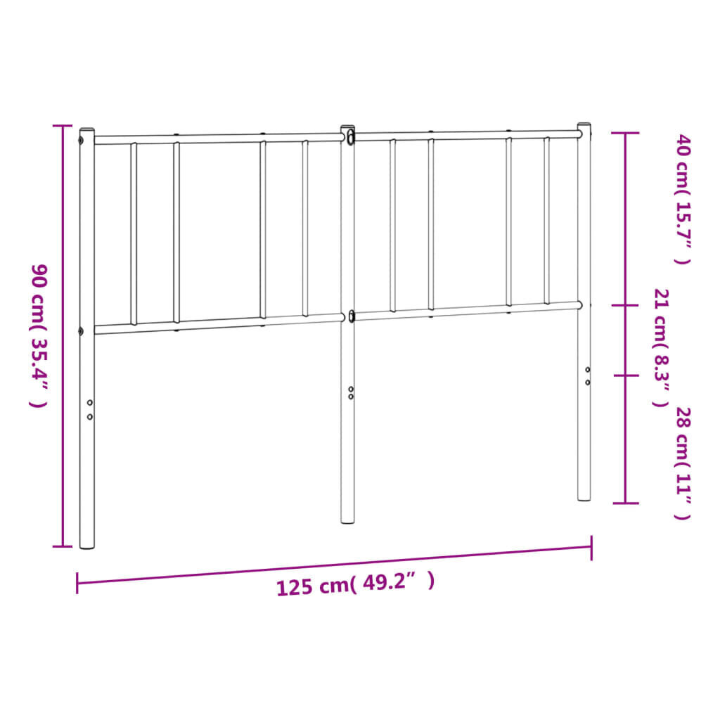 vidaXL Metallinen sängynpääty valkoinen 120 cm hinta ja tiedot | Sängyt | hobbyhall.fi