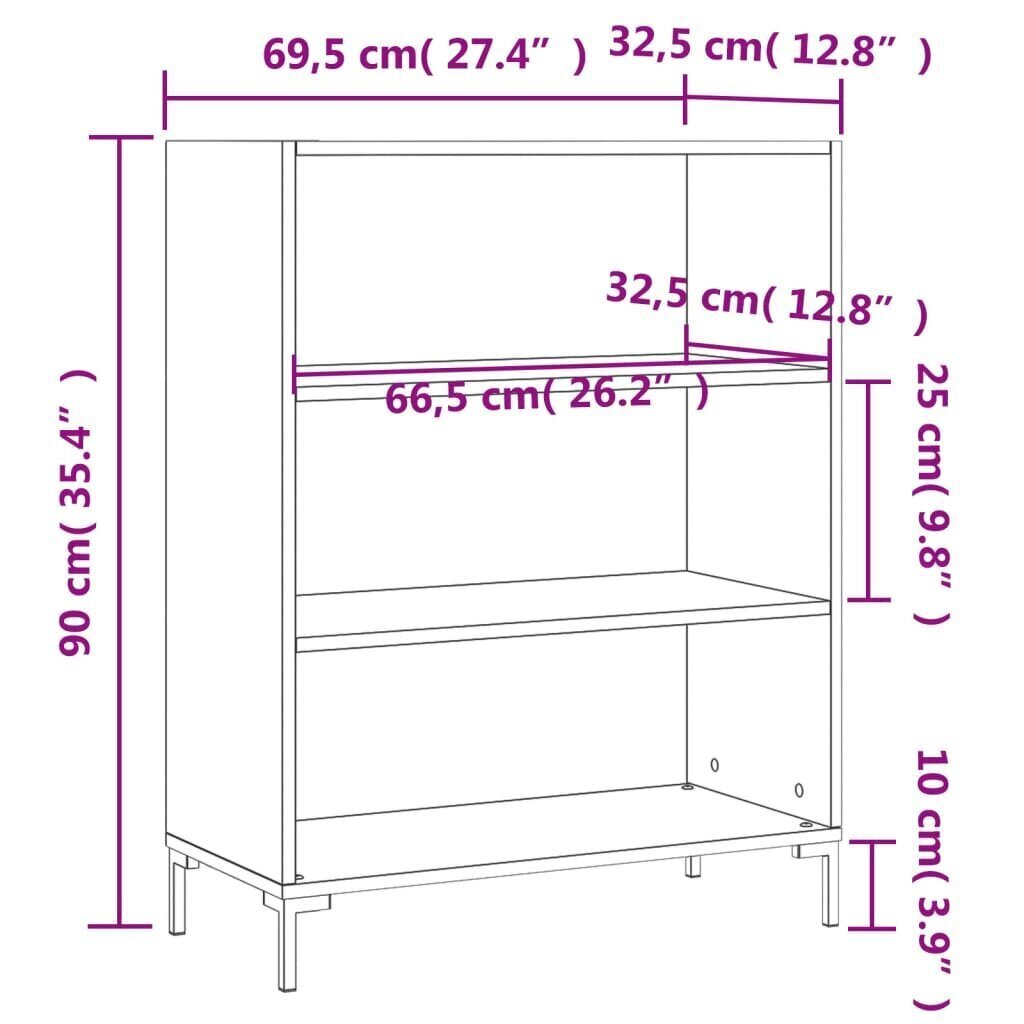 vidaXL Kirjahylly korkeakiilto valkoinen 69,5x32,5x90 cm tekninen puu hinta ja tiedot | Hyllyt | hobbyhall.fi