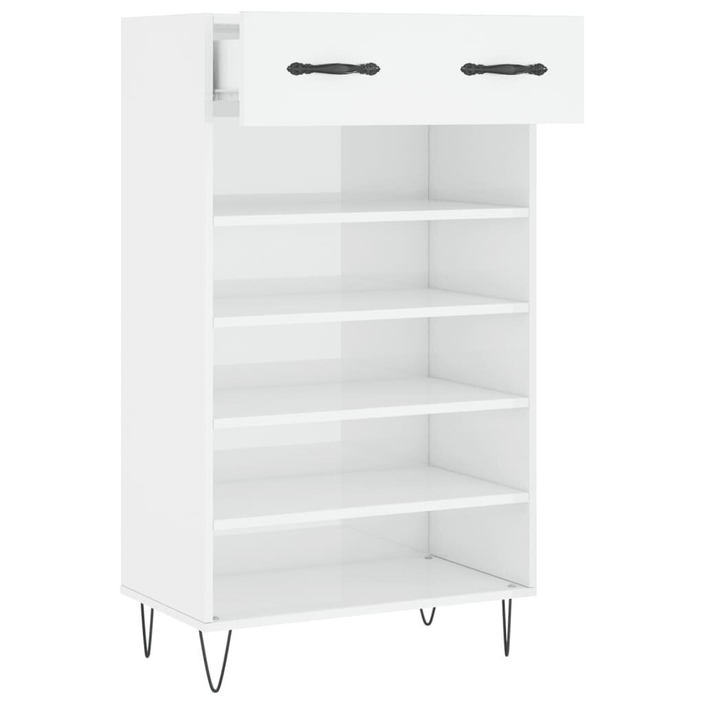 vidaXL Kenkäkaappi korkeakiilto valkoinen 60x35x105 cm tekninen puu hinta ja tiedot | Kenkäkaapit ja -hyllyt | hobbyhall.fi