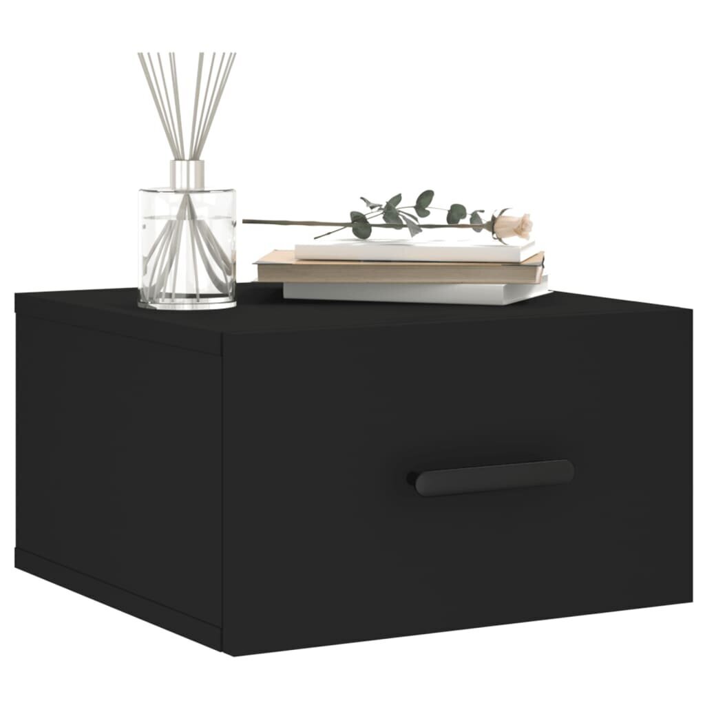 vidaXL Seinäkiinnitettävät yöpöydät 2 kpl musta 35x35x20 cm hinta ja tiedot | Yöpöydät | hobbyhall.fi
