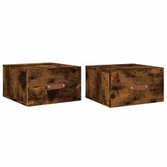 vidaXL Seinäkiinnitettävät yöpöydät 2 kpl savutammi 35x35x20 cm hinta ja tiedot | Yöpöydät | hobbyhall.fi