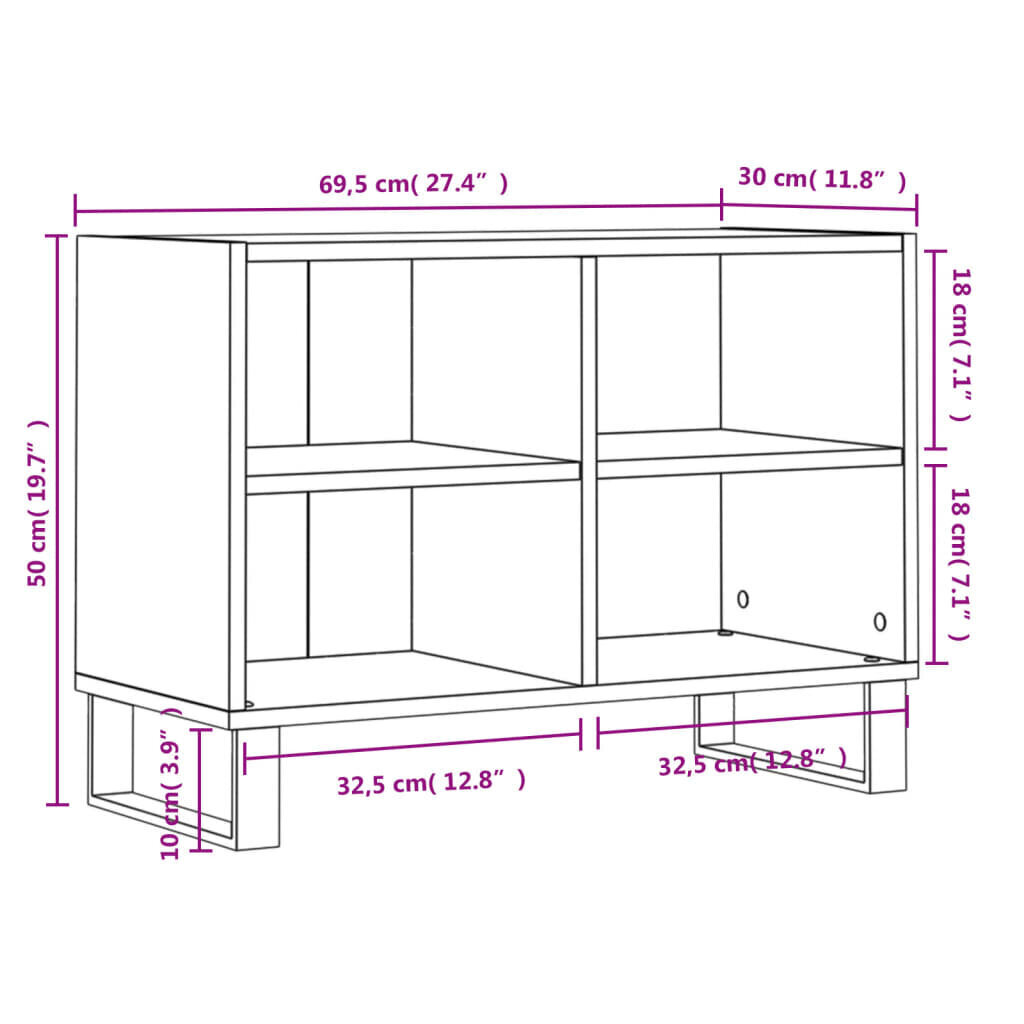 vidaXL TV-taso betoninharmaa 69,5x30x50 cm tekninen puu hinta ja tiedot | TV-tasot | hobbyhall.fi