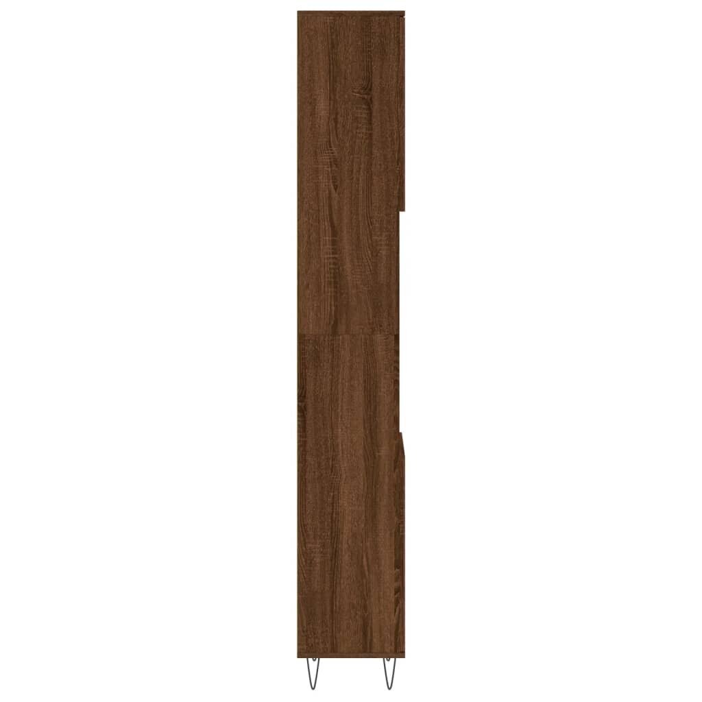vidaXL Kylpyhuoneen kaappi ruskea tammi 30x30x190 cm tekninen puu hinta ja tiedot | Kylpyhuonekaapit | hobbyhall.fi