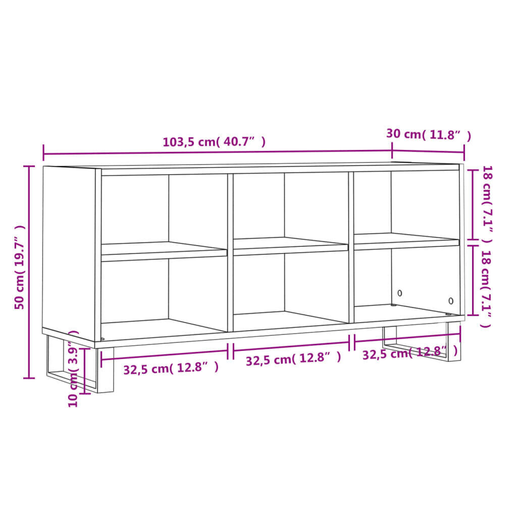 vidaXL TV-taso musta 103,5x30x50 cm tekninen puu hinta ja tiedot | TV-tasot | hobbyhall.fi