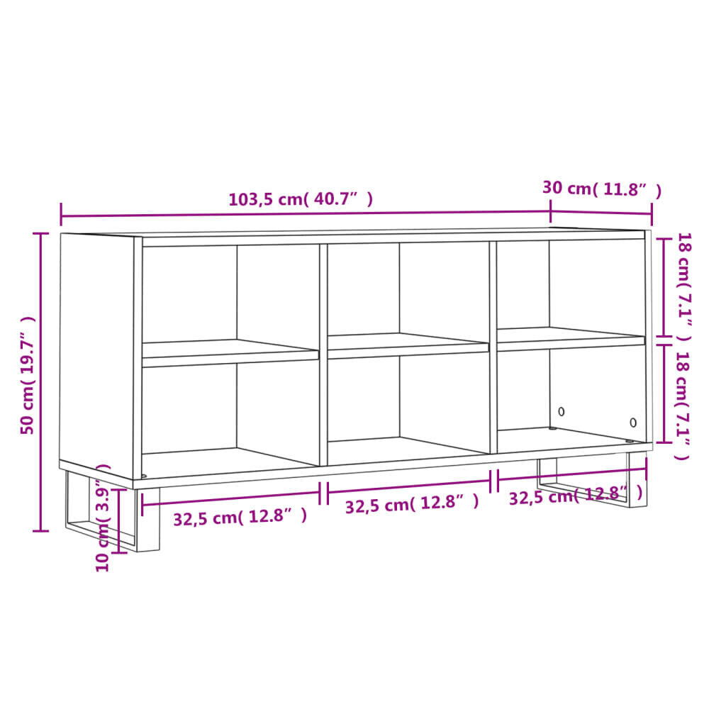 vidaXL TV-taso betoninharmaa 103,5x30x50 cm tekninen puu hinta ja tiedot | TV-tasot | hobbyhall.fi