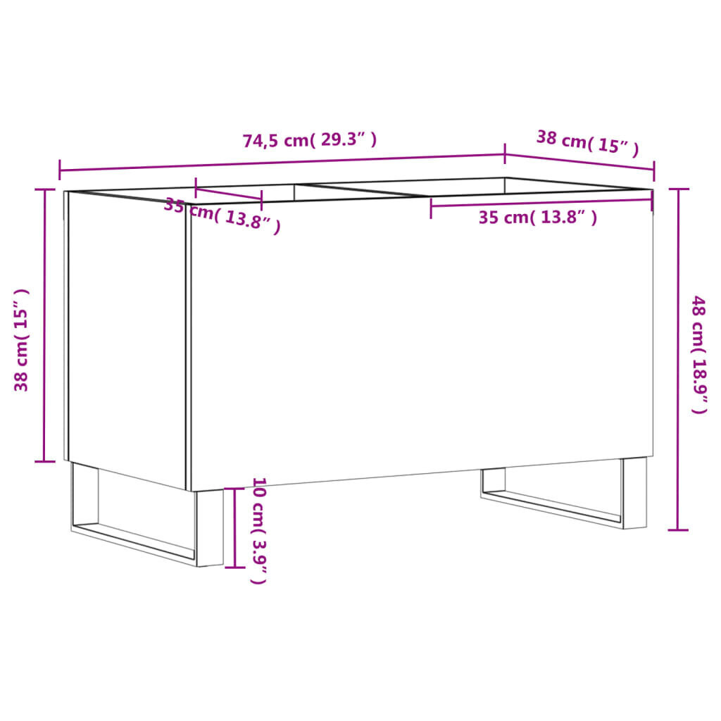 vidaXL LP-levyjen säilytyskaappi musta 74,5x38x48 cm tekninen puu hinta ja tiedot | Olohuoneen kaapit ja lipastot | hobbyhall.fi