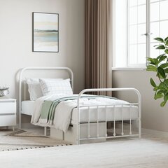 vidaXL Metallinen sängynrunko päädyillä valkoinen 100x190 cm hinta ja tiedot | Sängyt | hobbyhall.fi