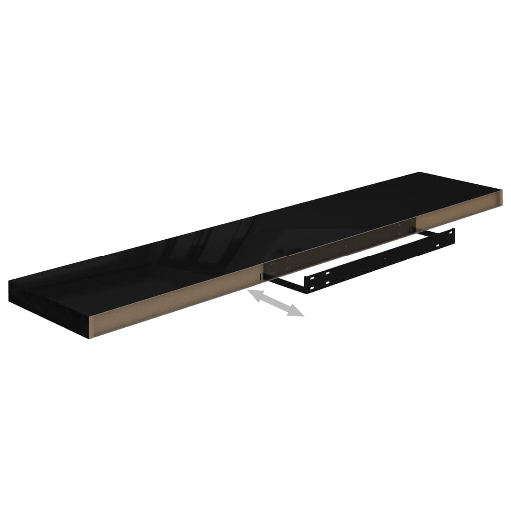 vidaXL Kelluvat seinähyllyt 4kpl korkeakiilto musta 120x23,5x3,8cm MDF hinta ja tiedot | Hyllyt | hobbyhall.fi