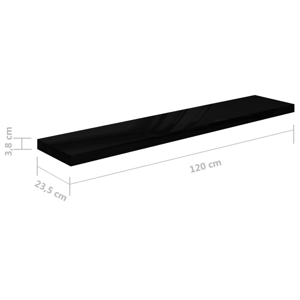 vidaXL Kelluvat seinähyllyt 4kpl korkeakiilto musta 120x23,5x3,8cm MDF hinta ja tiedot | Hyllyt | hobbyhall.fi