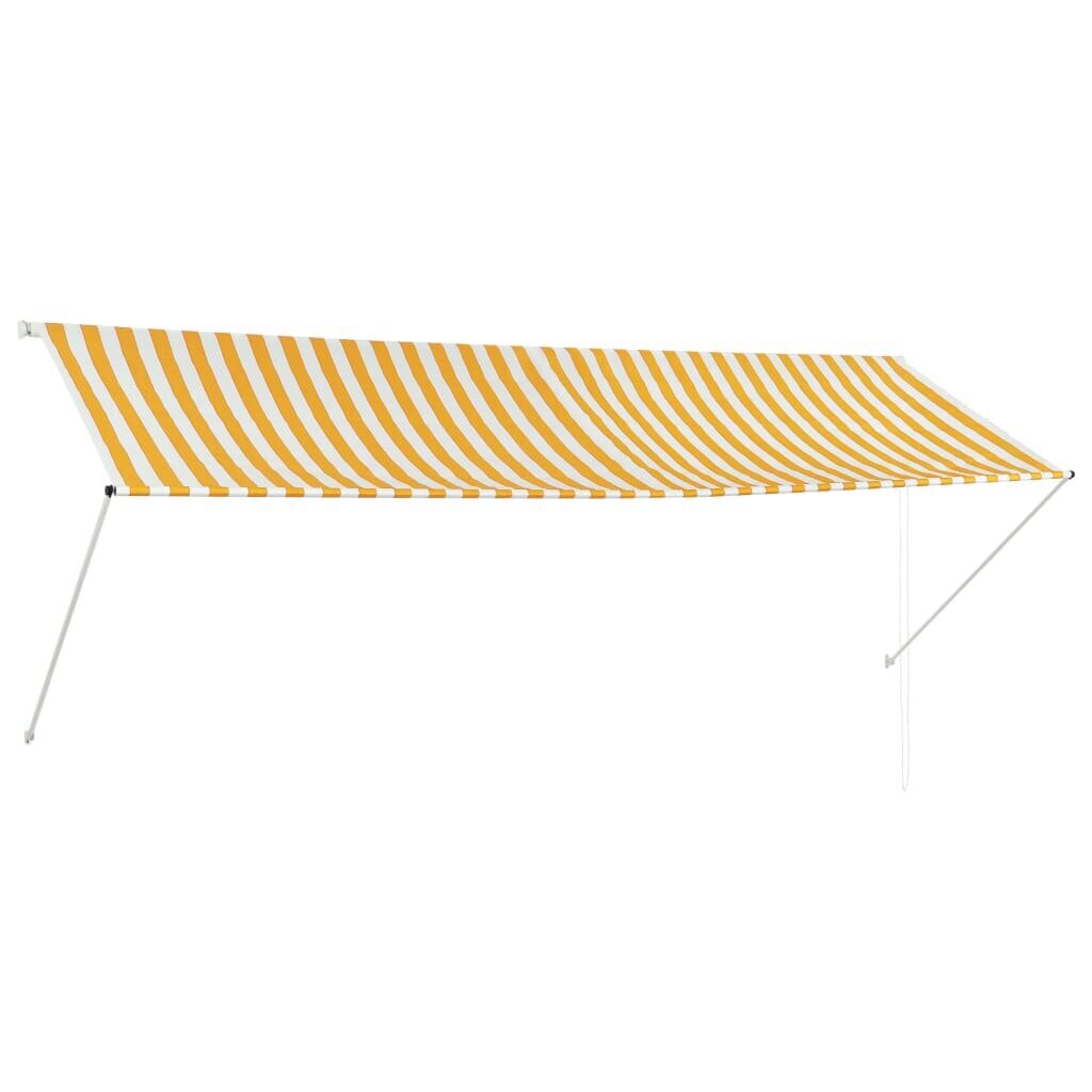 vidaXL Sisäänkelattava markiisi 350x150 cm keltainen ja valkoinen hinta ja tiedot | Aurinkovarjot ja markiisit | hobbyhall.fi