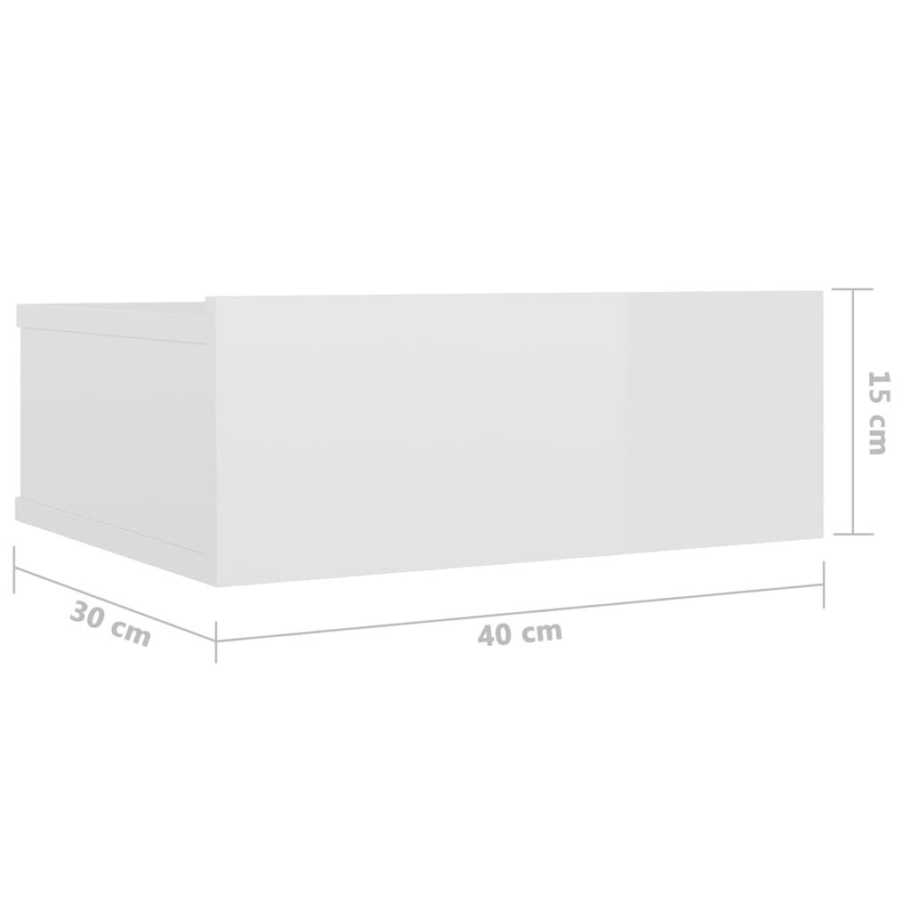 vidaXL Kelluva yöpöytä korkeakiilto valkoinen 40x30x15 cm lastulevy hinta ja tiedot | Yöpöydät | hobbyhall.fi