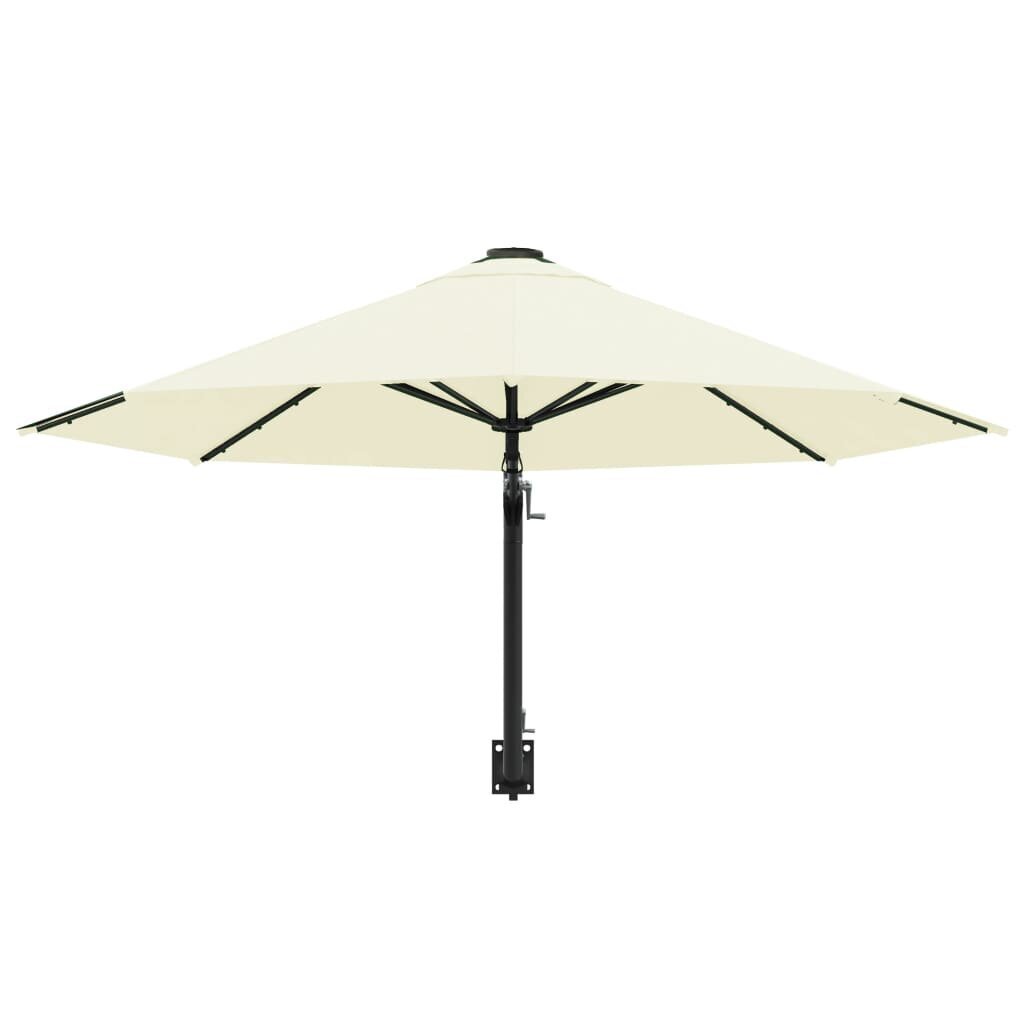 vidaXL Seinäkiinnitteinen aurinkovarjo metallitangolla 300 cm hiekka hinta ja tiedot | Aurinkovarjot ja markiisit | hobbyhall.fi