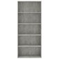 vidaXL 5-tasoinen kirjahylly betoninharmaa 80x30x189 cm lastulevy hinta ja tiedot | Hyllyt | hobbyhall.fi