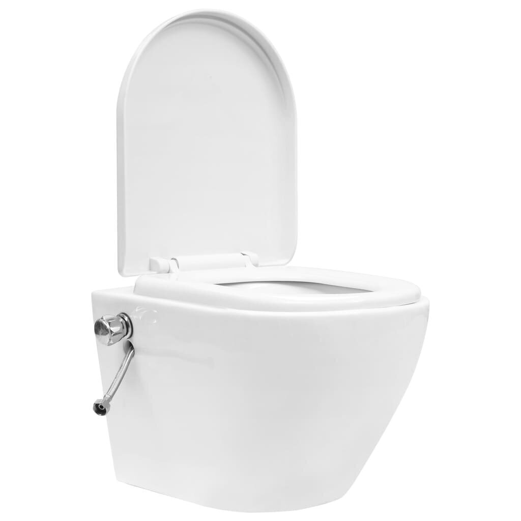 vidaXL Seinäkiinnitettävä WC piilotetulla säiliöllä keraami valkoinen hinta ja tiedot | WC-istuimet | hobbyhall.fi