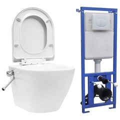 vidaXL Seinäkiinnitettävä WC piilotetulla säiliöllä keraami valkoinen hinta ja tiedot | WC-istuimet | hobbyhall.fi
