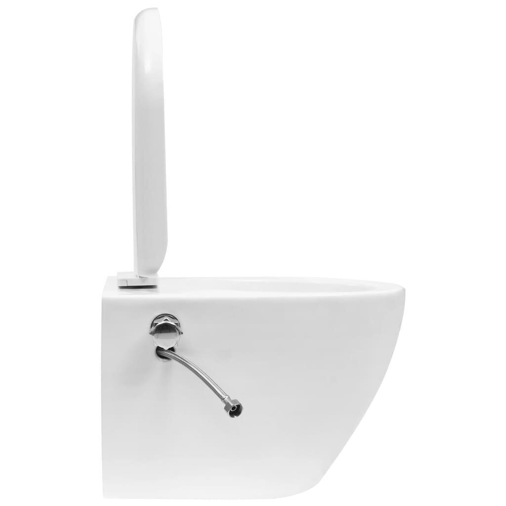 vidaXL Seinäkiinnitettävä reunaton WC/bidee keramiikka valkoinen hinta ja tiedot | WC-istuimet | hobbyhall.fi