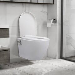 vidaXL Seinäkiinnitettävä reunaton WC/bidee keramiikka valkoinen hinta ja tiedot | WC-istuimet | hobbyhall.fi