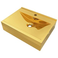 vidaXL Pesuallas ylivuotoaukolla 60x46x16 cm keraaminen kulta hinta ja tiedot | Pesualtaat | hobbyhall.fi