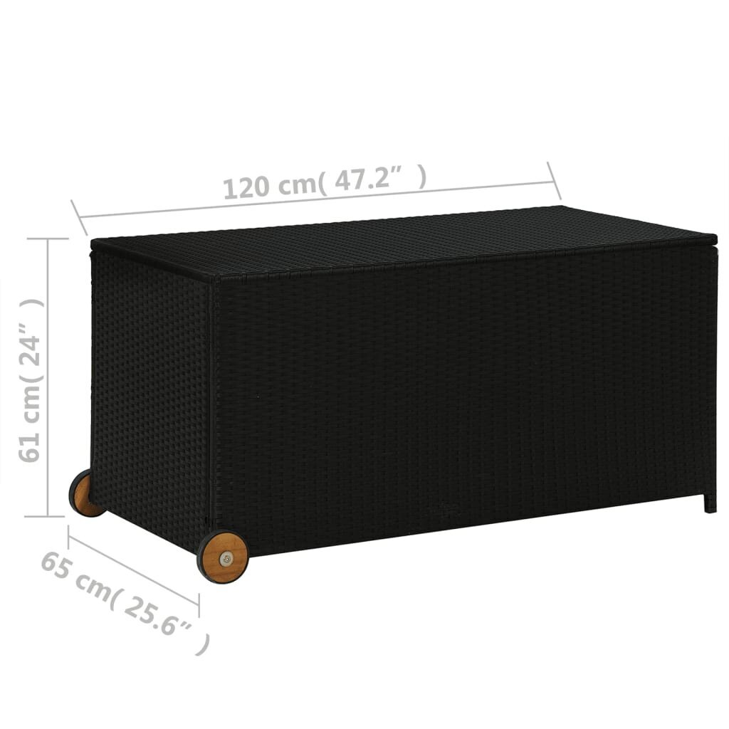 vidaXL Puutarhan säilytyslaatikko musta 120x65x61 cm polyrottinki hinta ja tiedot | Kompostorit ja jäteastiat | hobbyhall.fi